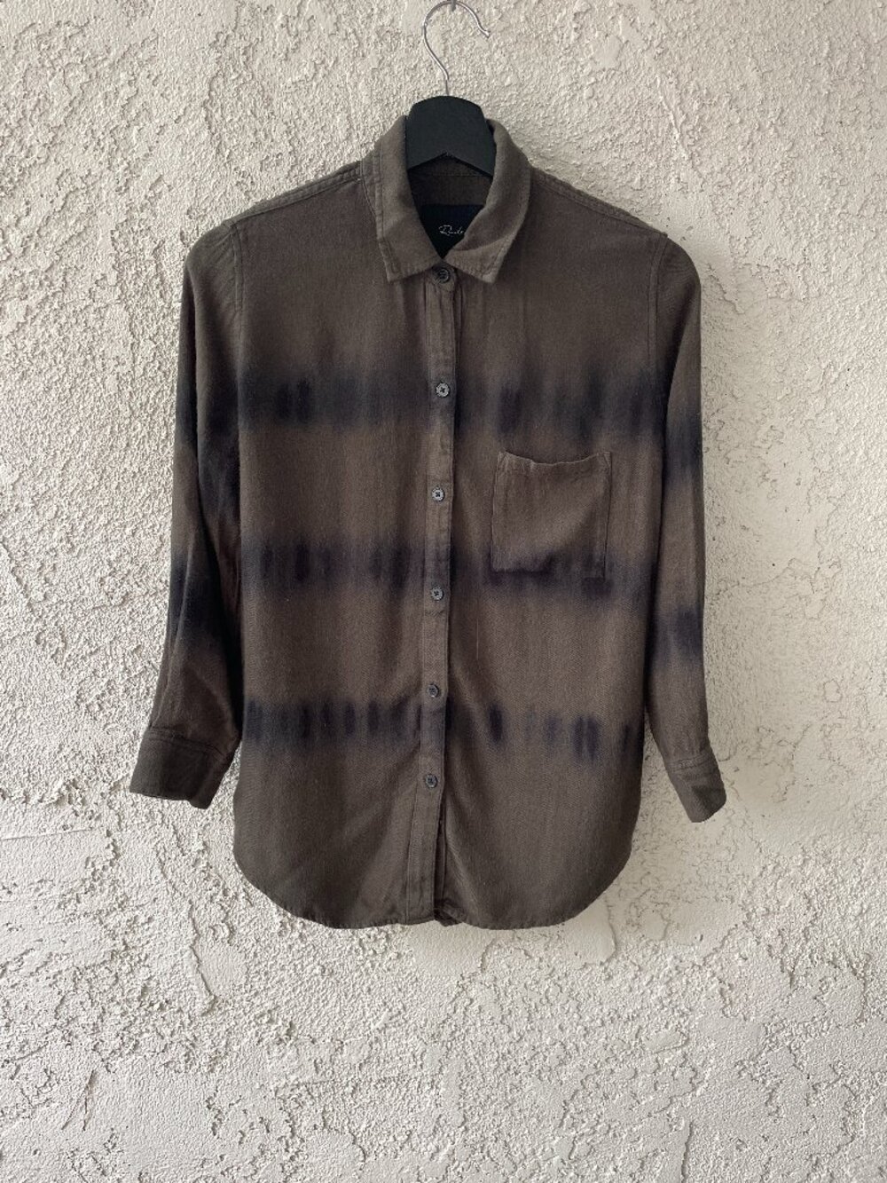 Rails Hunter Olive Black Tie Dye Rayon Button Down Shirt Women's XS